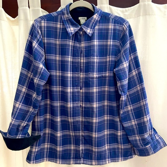 LL Bean Fleece Lined Flannel Shirt - Picture 1 of 5